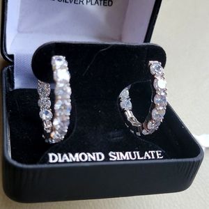 Inside outside zirconia hoop earrings